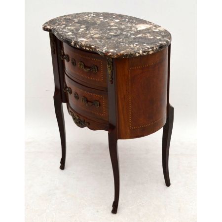 Antiker Coffeetable Sofatisch Beistelltisch mit Marmorplatte Holztisch