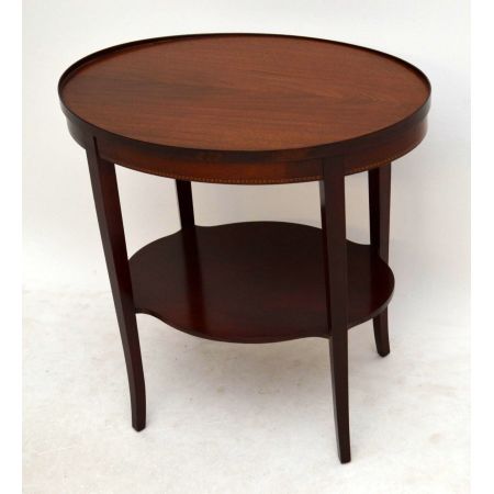 Paar ovale Beistelltische antik Mahagoni