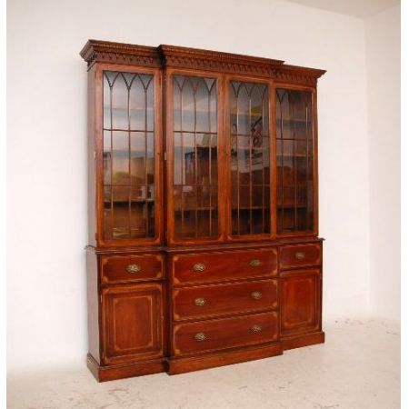 Großes  Breakfront Bookcase Antique   Conversion Intarsien Mahagoni 