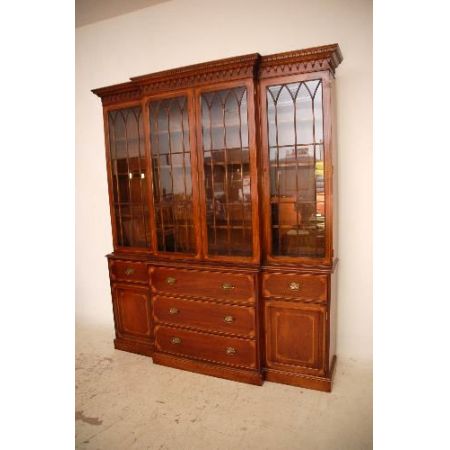 Großes  Breakfront Bookcase Antique   Conversion Intarsien Mahagoni 