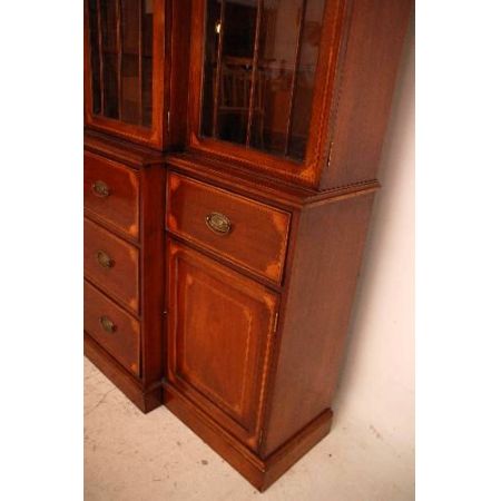 Großes  Breakfront Bookcase Antique   Conversion Intarsien Mahagoni 