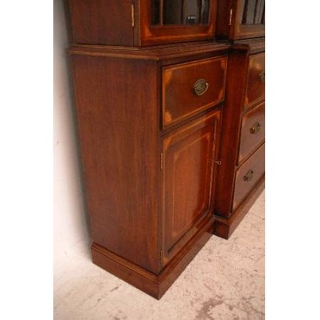 Großes  Breakfront Bookcase Antique   Conversion Intarsien Mahagoni 