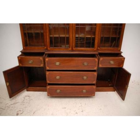 Großes  Breakfront Bookcase Antique   Conversion Intarsien Mahagoni 