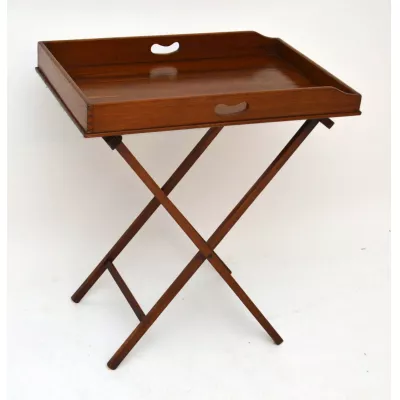 Antiker Massiv Nussbaumholz Butlers Tray auf Stand