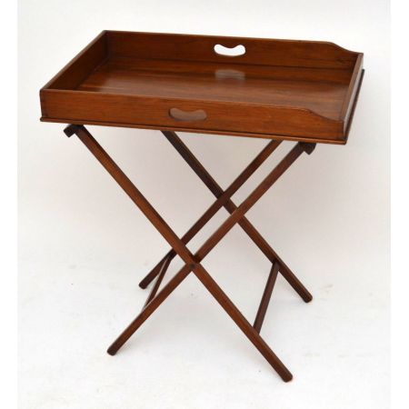 Antiker Massiv Nussbaumholz Butlers Tray auf Stand