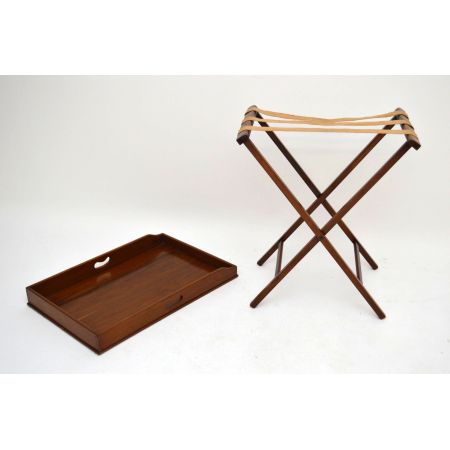 Antiker Massiv Nussbaumholz Butlers Tray auf Stand