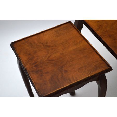 Antiker Queen Anne Style Nussbaum Nest 3er Tisch Set