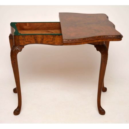 Antiker Burr Nussbaum Kartentisch