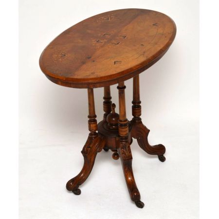 Antiker „Victorian“ Intarsien Nussbaumtisch