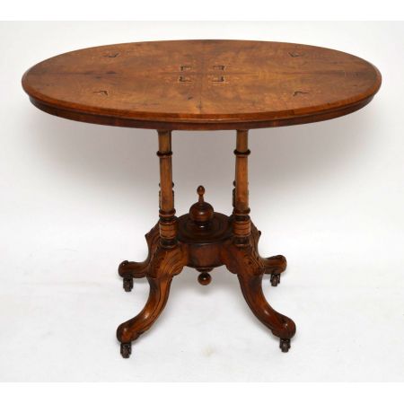 Antiker „Victorian“ Intarsien Nussbaumtisch