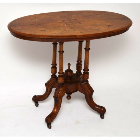 Antiker „Victorian“ Intarsien Nussbaumtisch