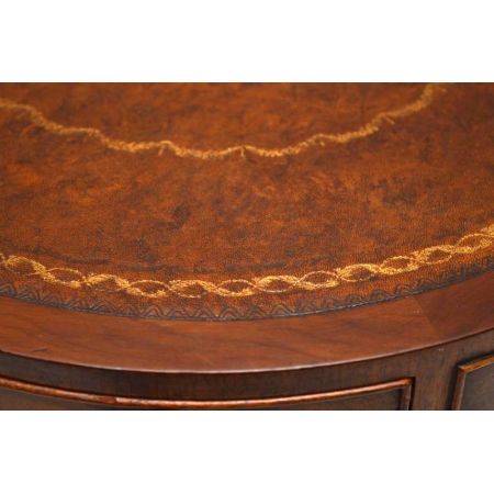 Antiker Mahagoni Regency Leder Drum-Table