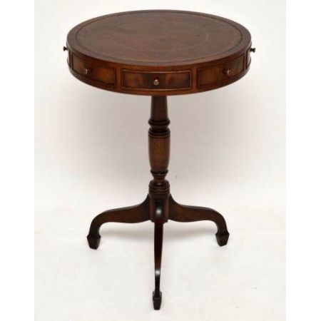 Antiker Mahagoni Regency Leder Drum-Table
