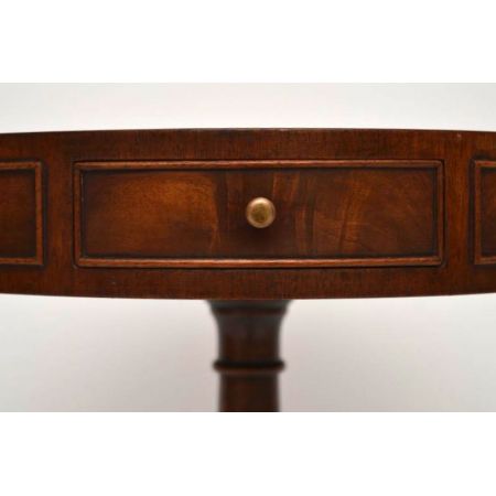 Antiker Mahagoni Regency Leder Drum-Table