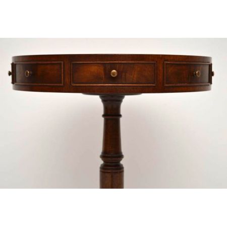Antiker Mahagoni Regency Leder Drum-Table
