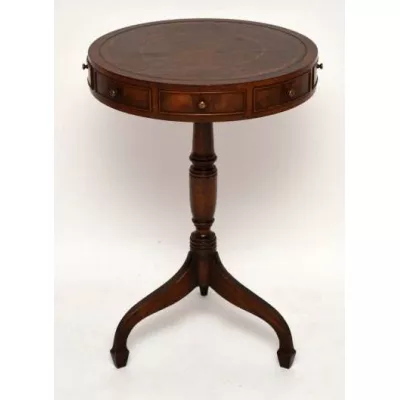 Antiker Mahagoni Regency Leder Drum-Table