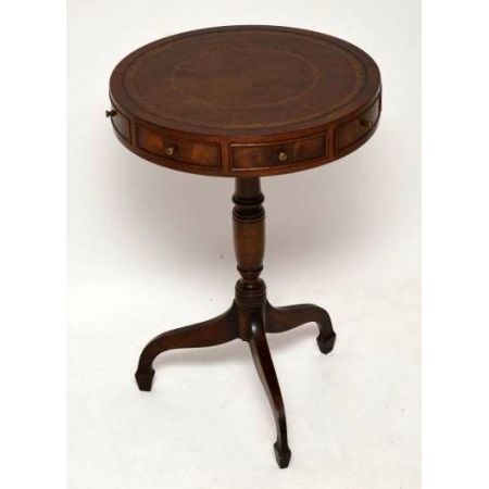 Antiker Mahagoni Regency Leder Drum-Table