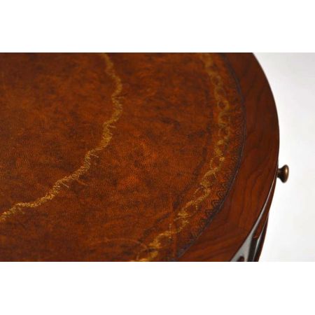 Antiker Mahagoni Regency Leder Drum-Table