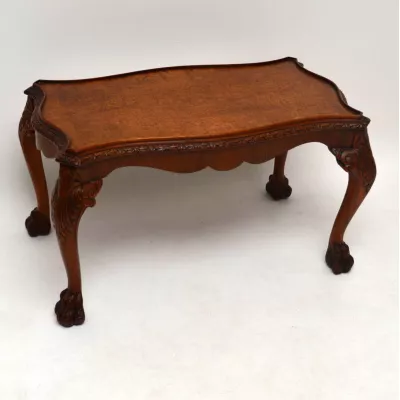 Antique Queen Anne Style Burr Walnut Coffee Table