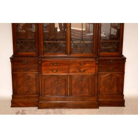 Mahagoni  Bücherschrank Bibliothek  Breakfront Bookcase mit Sekretär 