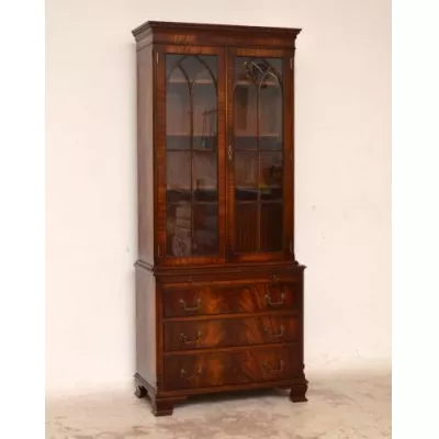 Georgian Style Bookcase Flame Mahagoni