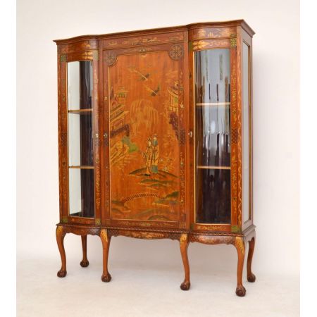 Antike exotische Chinoiserie Vitrine Mahagoni 