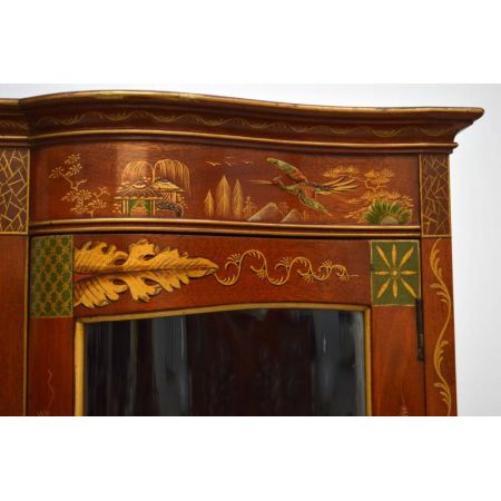 Antike exotische Chinoiserie Vitrine Mahagoni 