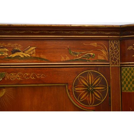 Antike exotische Chinoiserie Vitrine Mahagoni 