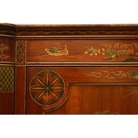 Antike exotische Chinoiserie Vitrine Mahagoni 