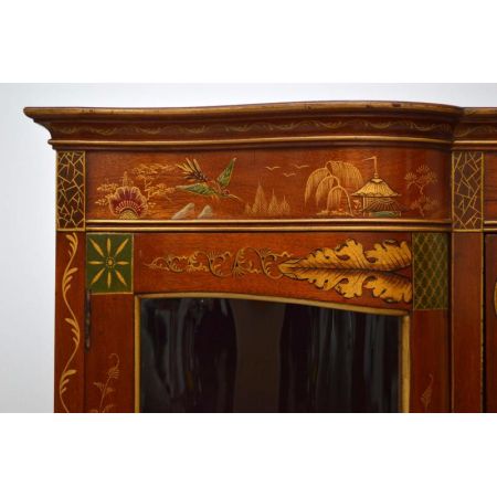 Antike exotische Chinoiserie Vitrine Mahagoni 