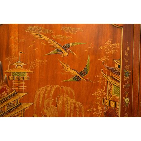 Antike exotische Chinoiserie Vitrine Mahagoni 
