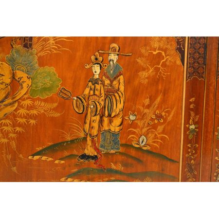Antike exotische Chinoiserie Vitrine Mahagoni 