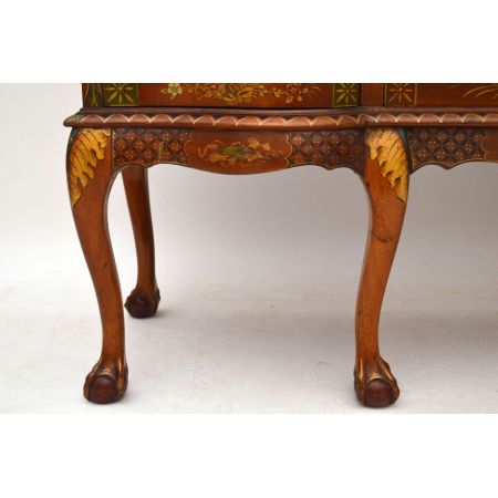 Antike exotische Chinoiserie Vitrine Mahagoni 