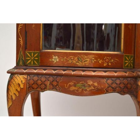 Antike exotische Chinoiserie Vitrine Mahagoni 