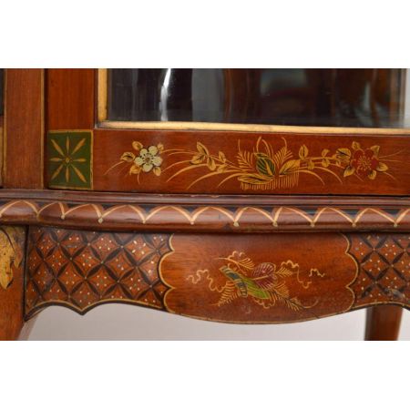Antike exotische Chinoiserie Vitrine Mahagoni 