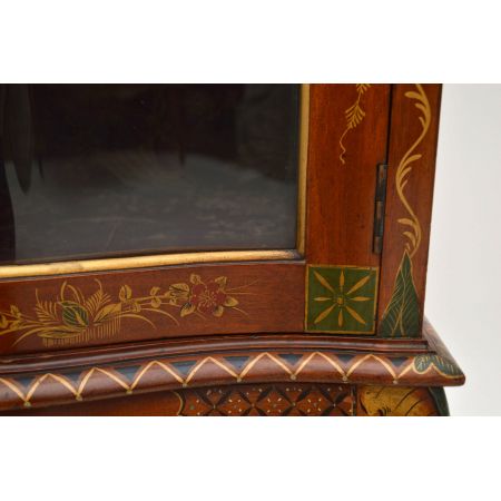 Antike exotische Chinoiserie Vitrine Mahagoni 