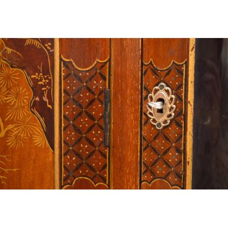 Antike exotische Chinoiserie Vitrine Mahagoni 