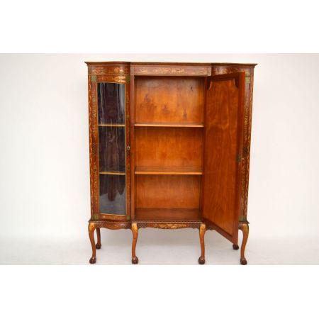 Antike exotische Chinoiserie Vitrine Mahagoni 