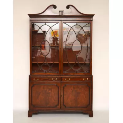 Große antike Mahagoni Vitrine