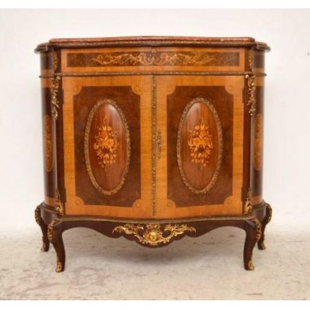 Antiik  French Style Marble Top Inlaid Kabinet Marmortop 