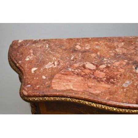 Antiik  French Style Marble Top Inlaid Kabinet Marmortop 