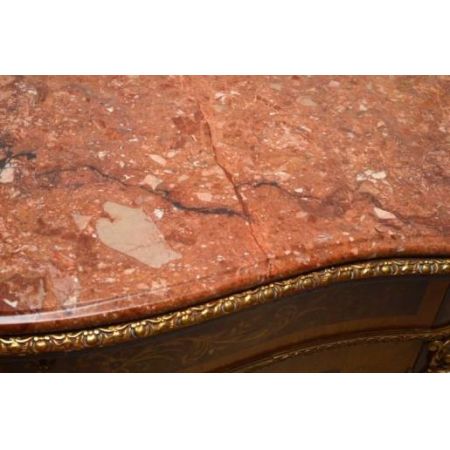 Antiik  French Style Marble Top Inlaid Kabinet Marmortop 