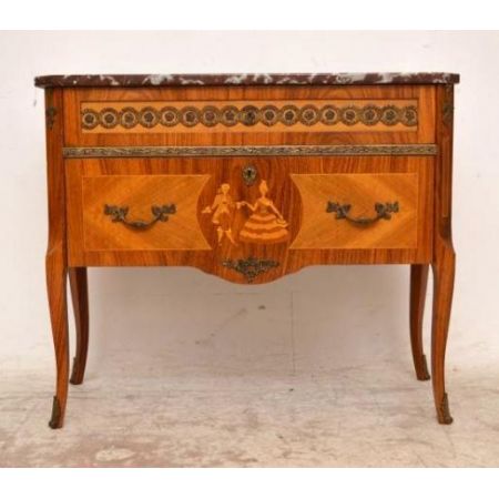 Schwedische Kommode mit Marmor antik