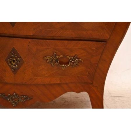 Antiike  French Inlaid Marble Top "Bombe Kommode"