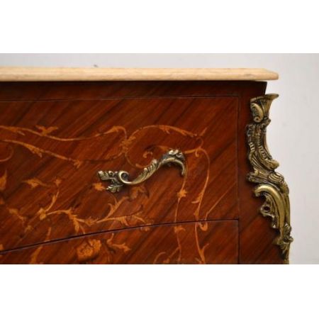 Antikes  French Style Inlaid Marble Top Marmorplatte "  Bombe Chest" 