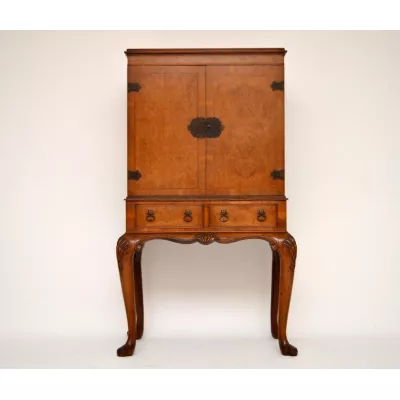 Antikes Burr Walnuss Cocktail Schrank