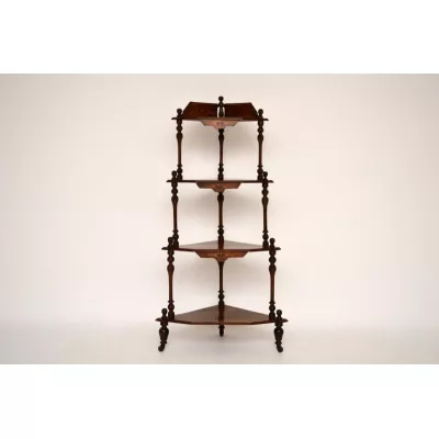 Antiker Victorian Nussbaum Intarsien Etagere