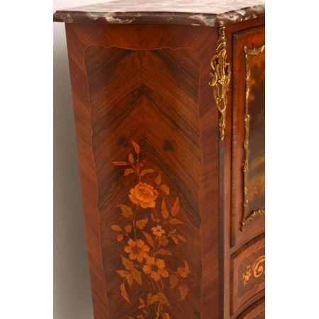 Antiker französischer Intarsien Palisander Marmor Top Kabinett