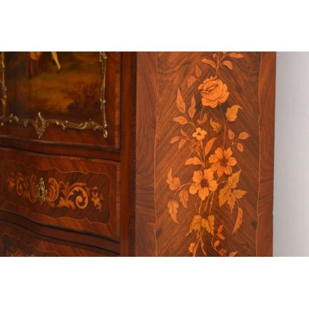 Antiker französischer Intarsien Palisander Marmor Top Kabinett