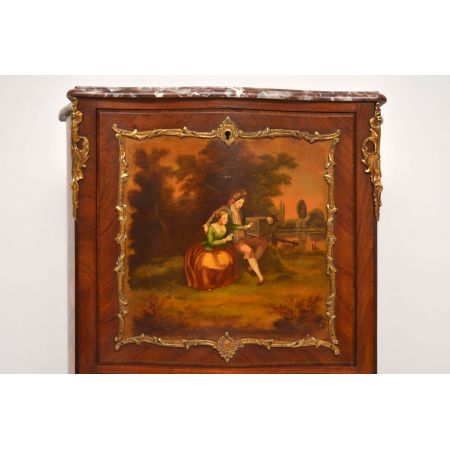 Antiker französischer Intarsien Palisander Marmor Top Kabinett